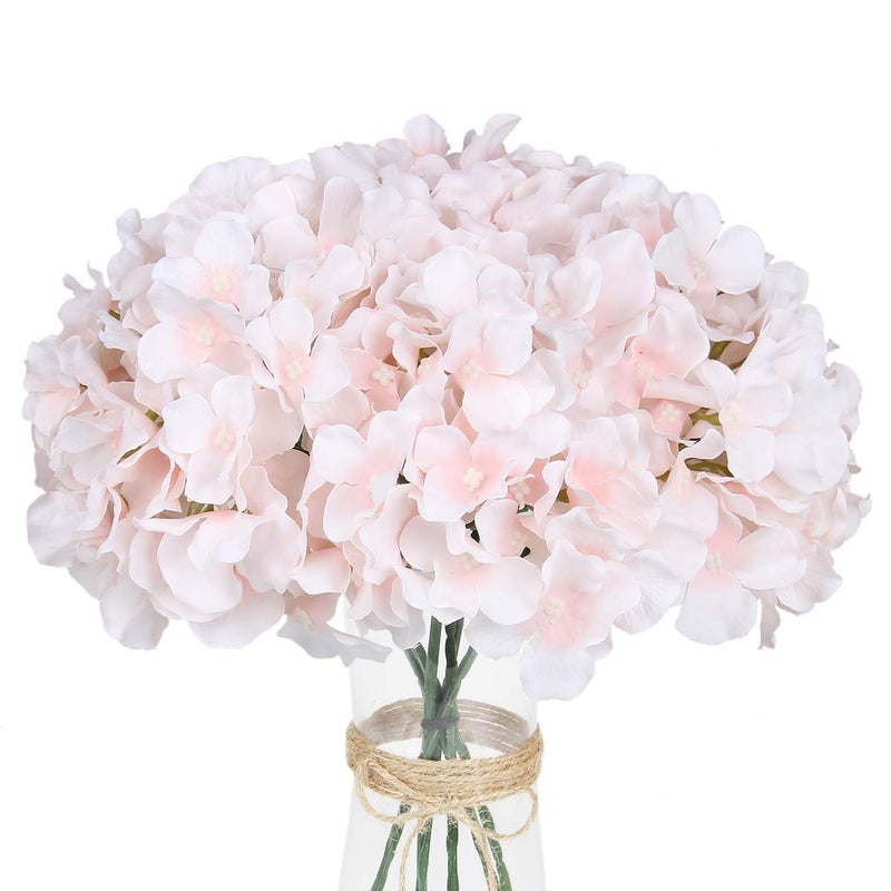Exoment Silk Hydrangea Heads with Stems,Baby Pink Artificial Flower Heads DIY Wedding Centerpiece Home Party Baby Shower Decor (Baby Pink, 10) - Image 1